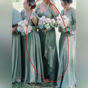 Unaltered sage green David’s Bridal Bridesmaid Dress